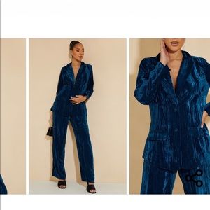 Blue Velvet Maternity Suit